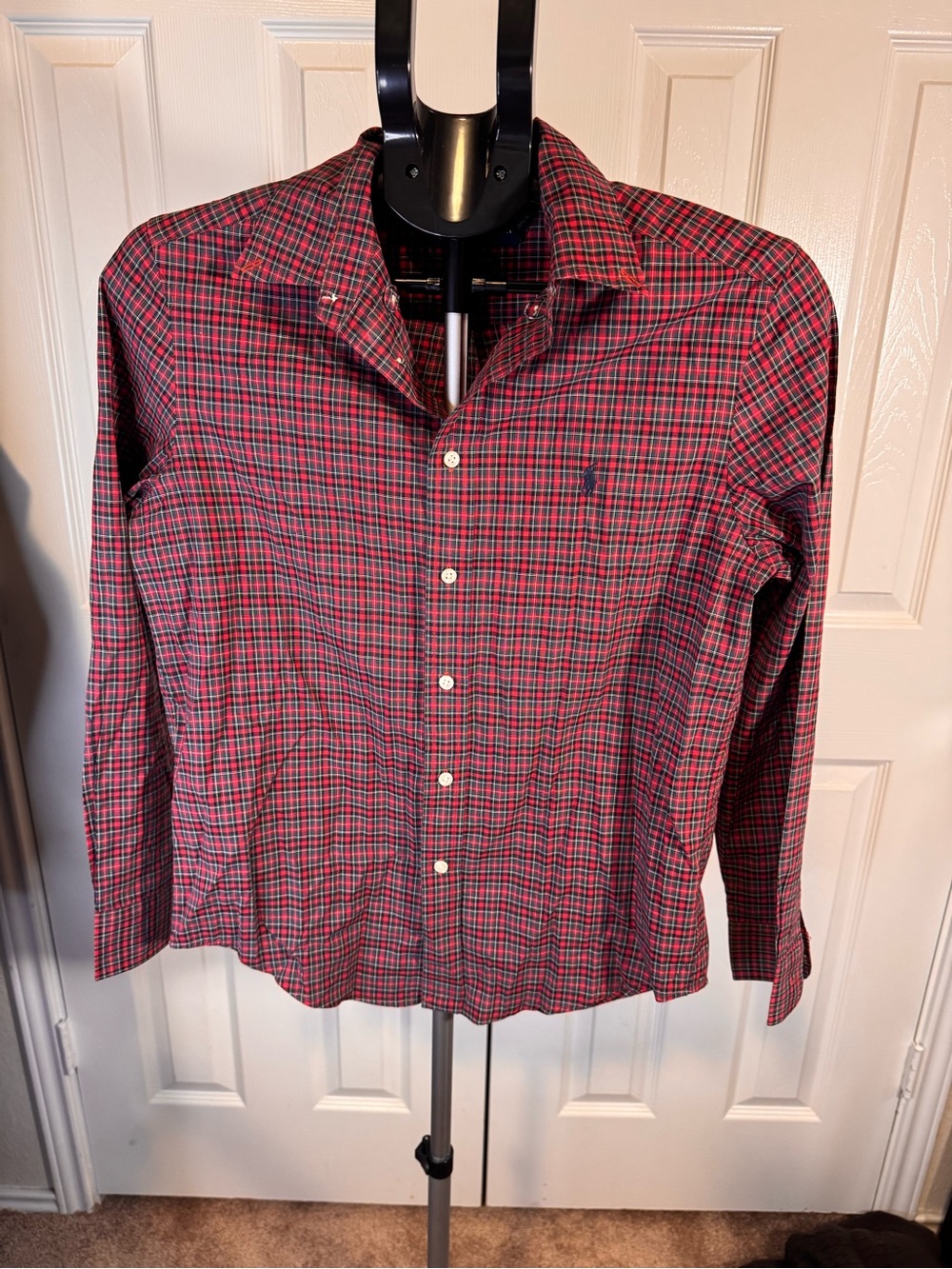 Ralph Lauren Red Plaid Button-Down Shirt – Boys 14–16 / Women’s XS–S